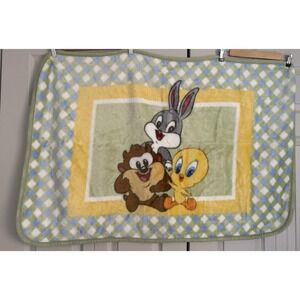 Vintage Looney Tunes Baby Looney Tunes Plush Soft Baby Blanket Throw‎ 30"x45"